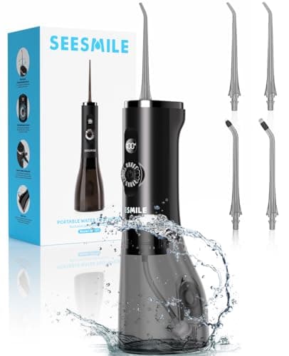 Water Dental Flosser Teeth Pick: 100 Modes Portable Cordless Oral Irrigator 300 ML Rechargeable Water Flosser IPX7 Waterproof Powerful Battery for Home Travel - Black
