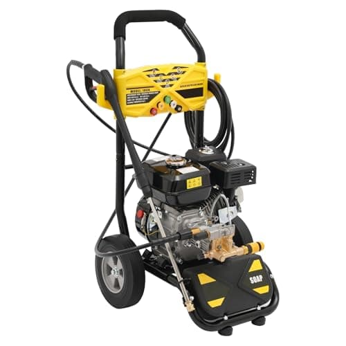 Gas Pressure Washer 2600PSI,2.4GPM Heavy Duty High Power Washer for Residential Use,7.5HP 3400RPM Engine with 26.25FT Outlet Hose,Manual Gasoline Multifunctional Cleaning Machine with 5 Nozzles 5