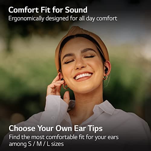 LG Tone Free FP9 - Active Noise Cancelling Wireless Bluetooth Earbuds with Plug & Wireless, Comfort and Sleek Fit, UVnano Charging Case, IPX4, 24hrs Battery, Black 3