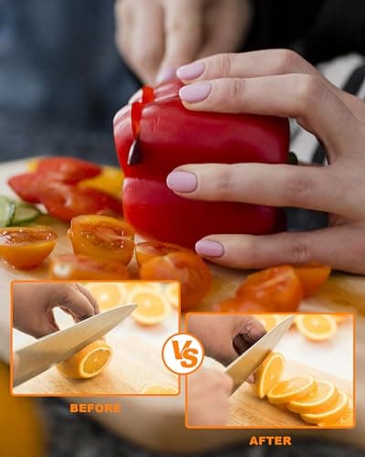 YeopAsda Kitchen Knife Sharpener Tool 6 Adjustable Sharpening Angle 14/16/18/20/22/24° Premium Manual & Handheld Knife Sharpener for Kitchen Knives Pocket Knife Sharpener, Black, YA-3AA 5