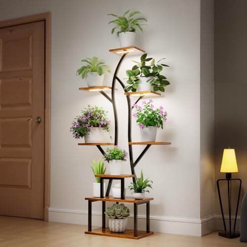 MistyJungle Plant Stand Indoor with Grow Light, 8 Tiered Large Plants Shelf, 62IN Tall Large Corner Plant Stand Shelves, Full Spectrum Timing Dimmable Metal Flower Holder for Home, Room,Patio,Balcony 7