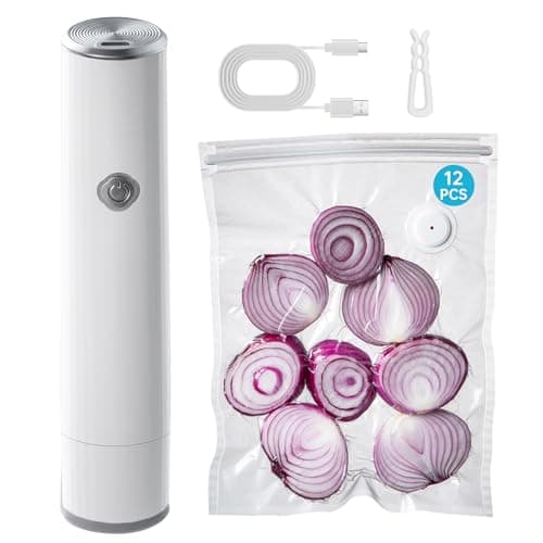 THETCHRY Vacuum Sealer, Handheld Vacuum Sealer for Food, Compact Vacuum Sealer Machine with 12 Reusable Vacuum Bags, Portable Cordless Vacuum Sealer Set for Travel, Fresh & Save Meal Prep Sous Vide