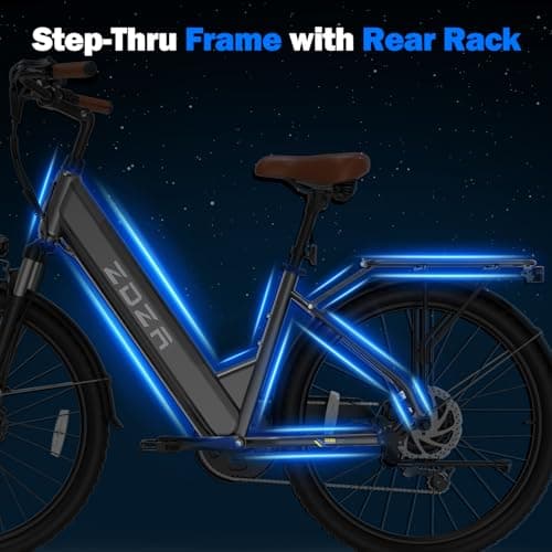 ZDZA Electric Bike for Adults, 1000W Peak Motor, 60 Miles 22Mph Electric Bike, 26" Commuter E Bikes with 48V 10.4Ah Removable Battery, Step-Thru Ebike, Adjustable Stem, 7-Speed & Front Suspension 7