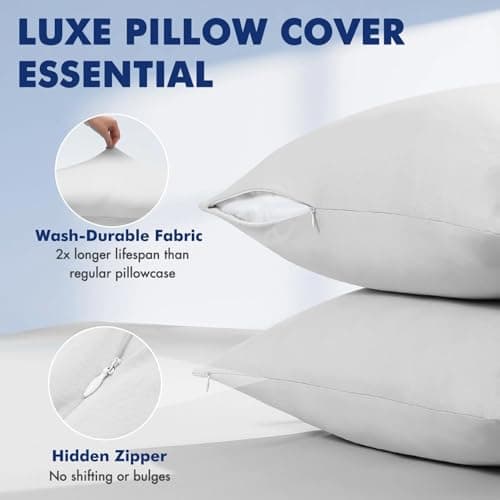 Elegear Cooling Pillow Cases for Hot Sleepers, Clean Fabric Silver Infused Cooling Pillowcase Q-Max>0.5, Soft Silky Pillowcases for Hair & Skin, Summer Zipper Pillowcase Cover Set of 2-Standard, Gray 7