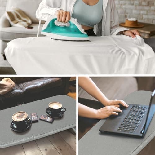 Metal Foldable Tabletop Ironing Board with Iron Rest, Portable Ironing Board Small with Heat Resistant Cotton Cover, RAINHOL Mini Iron Board for Small Space and Travel, 31"x12", Gray 7