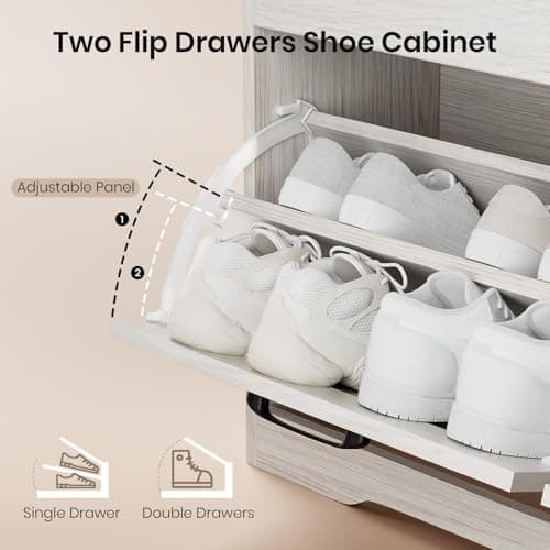 VitoEone Shoe Storage Bench Cushion, Entryway Bench with Storage, End of Bed Shoe Benches, Small Shoe Rack Benches, Entry Way Shoes Cabinet for Entryway, Bedroom, Living Room, Farmhouse, White 7