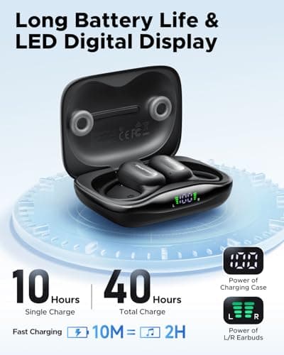 truefree DS1 Open-Ear Headphones, Bluetooth 6.0 Wireless Earbuds with Ear Hooks, Spatial Sound, 4 Mics Clear Calls, 40H Playtime, Fast Charging, Multipoint Connection, IPX5-Rated for Sports, Snug Fit 5