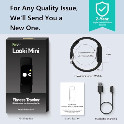 FITVII Slim Fitness Trackers, Fitness Watch with 24/7 Heart Rate, Blood Pressure, Blood Oxygen, Stress Monitor, AMOLED Activity Tracker Step Calorie Counter, IP68 Waterproof Smart Watch for Women Men 8