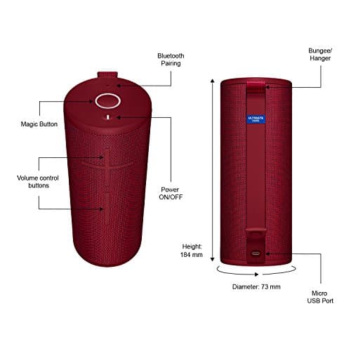 Ultimate Ears Boom 3 Wireless Bluetooth Speaker, Bold Sound + Deep Bass, Bluetooth, Magic Button, Waterproof, 15 Hours Battery, Range of 150 ft, Sunset Red 10