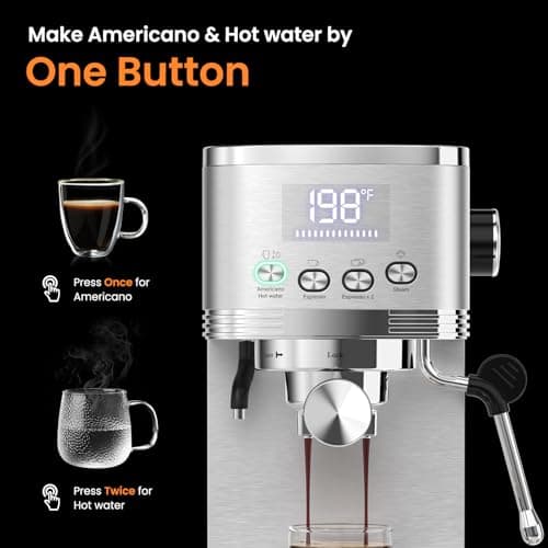 Espresso Machine 20 Bar Espresso Maker with Steam Milk Frother,Compact Stainless Steel Expresso Coffee Machine for Cappuccino Latte Americano, Coffee Maker Gift for Coffee Lovers Home and Kitchen 5