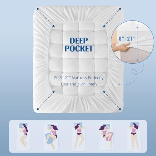 Memory Foam Mattress Topper for Back Pain, Soft Ergonomic Pillow Top Mattress Topper with Deep Pocket fits up to 21" (Queen, 60"x80") 8