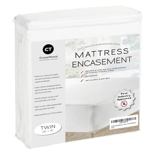 Waterproof Mattress Protector Twin Size - 6-Sided Zippered Mattress Encasement, Breathable Fabric Cover, Machine Washable, Fits Twin Mattress 39 x 75 Inches, Up to 16" Deep