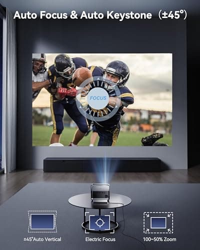 Polocsh 4k Projector with WiFi and Bluetooth, Smart Projector with Auto Focus & Voice Control, Over 10,000+ Apps Movie Home Theater Mini Portable Proyector For Indoor/Outdoor (Gunmetal) 6