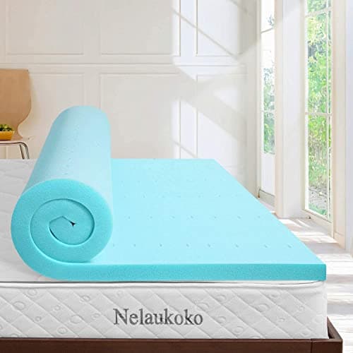 Nelaukoko Memory Foam 3 Inch Twin XL Topper, Single Extra Long Topper Foam Mattress Pad Gel Cooling Infused XLong Dorm Mattress