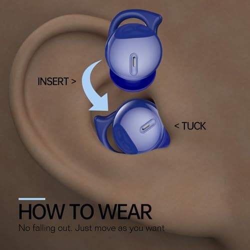 Piegricdiat Invisible Sleep Headphones, Sleep Earbuds for Side Sleepers, Mini Noise Blocking Sleep Earphones, Bluetooth 5.3 Wireless Earbuds for Sleeping, Working - Blue 6