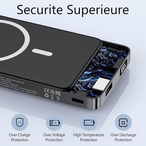 YUJE Magnetic Power Bank, for MagSafe Battery Pack 10000mAh, PD 20W USB-C Fast Portable Charger Power Bank, Wireless Battery for iPhone 17/16/15/14/13/12 Series 7