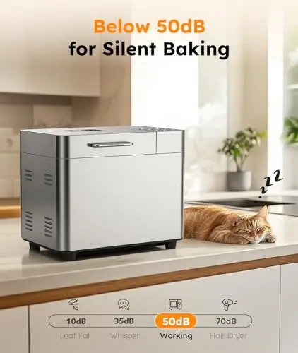 2LB Bread Maker Machine, OSIPOTO 17 in 1 Automatic Stainless Steel Bread Machine, Non-stick, Beginner-Friendly Controls, 15 Hour Timer, Easy to Clean Low Noise, High Success Rate for Homemade Bread 8