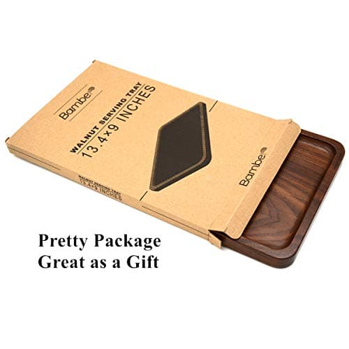 Bamber Wood Serving Tray Wooden Decorative Coffee Tea Platter Black Walnut 13.4 x 9 Inches 2