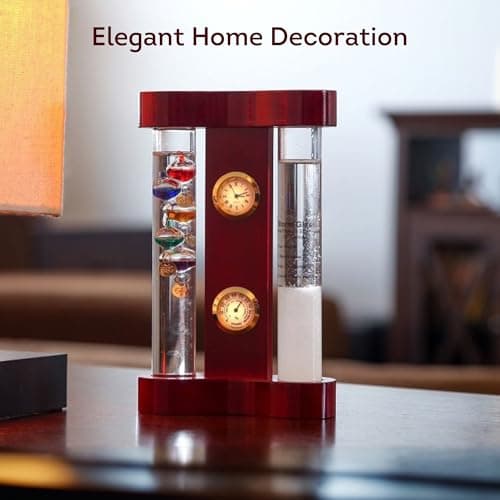 Lily's Home Analog Weather Station with Galileo Thermometer, Precision Quartz Clock & Hygrometer, Fitzroy Storm Glass, Gift for Friends and Family, Holiday Gift, Indoor & Outdoor Décor (7” x 4.4”) 5