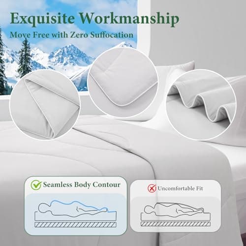 TEXARTIST Cooling Comforter Queen Size, Cooling Blanket for Hot Sleepers, Cold Blanket Summer Lightweight Breathable Soft Comforter to Stay Ice Cool for Night Sweats, Machine Washable, Grey(90"x90") 5