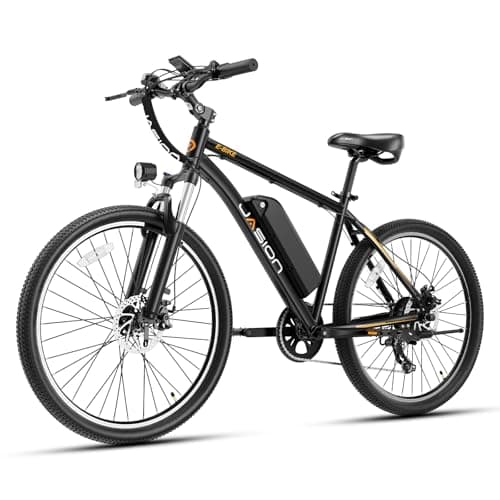 Jasion EB5 Electric Bike for Adults with Peak 1000W Brushless Motor, 40Miles 20MPH Commuting Electric Mountain Bike with 360Wh Removable Battery, 7-Speed, 26" Tires and Front Fork Suspension