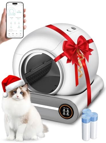 Automatic Litter Box, Upgraded Robot Self Cleaning Litter Box for Multiple Cats, 65L+9L Extra Large, Features Negative ion Sterilization and Deodorization, APP Control, 3 Rolls Litter Bag Liners