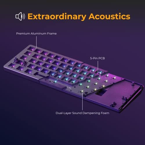 GLORIOUS Gaming GMMK 2 Full Size (96%) Barebones (Frame Only) - Mechanical Gaming Keyboard Frame, Full Size (96%), Aluminium, Customisable, Per Key RGB, American QWERTY Layout - White 6