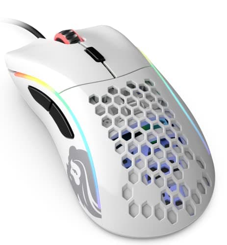 GLORIOUS Gaming Model D- (Minus) Wired Gaming Mouse - 61g Superlight Honeycomb Design, RGB, Ergonomic, Pixart 3360 Sensor, Omron Switches, PTFE Feet, 6 Buttons - Glossy White