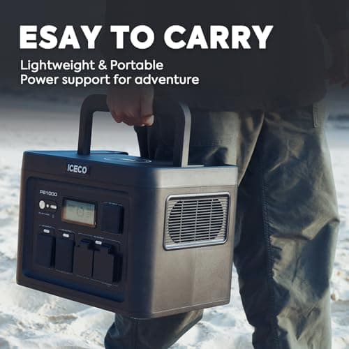 ICECO PB1000 Portable Power Station, 1075Wh Battery/ 1.6 Hour Fast Charging, with 2x1200W AC Outlets, Solar Generator for Home Backup, Emergency, Outdoor Camping 7