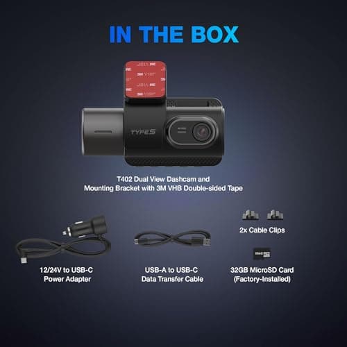 Type S T402 4K Dual View 2-Channel Dash Cam with Adaptive AI-Powered Driver Assistance and 1080p Interior Surveillance Cam 8