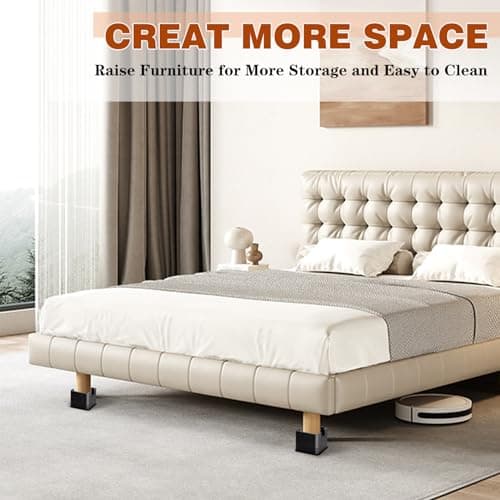 Feeloco Bed Risers,2 Inch Heavy Duty Furniture Riser for Legs,Adjustable Bed Lifts Risers for Sofa,Table,Desk,Couch,Chair,Bed Frame Accessories(Black 4 Pack,2 Inch) 5