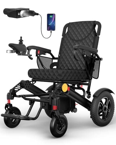 Electric Wheelchair for Adults, 25+ Miles Travel Range High Tech Electric Wheelchairs Support 350LB, 3 Seconds Folding Portable Wheelchair for Transport, All Terrain 500W Motorized Wheelchair