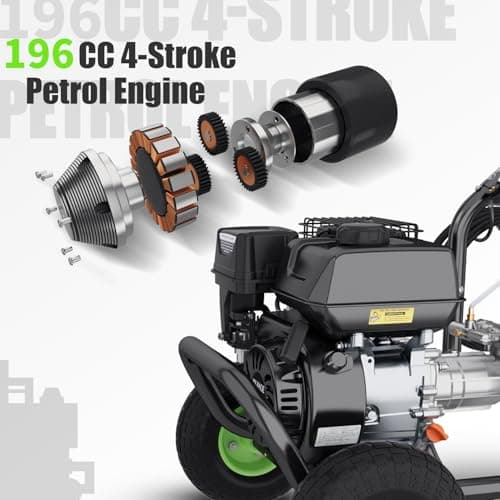 4200PSI Pressure Washer 4.0GPM Gas Power Washer 196CC Gas Powered Washing Machine Commercial High Pressure Washer with 25ft Hose&5 Nozzles for Patio Garden Yard Vehicle,EPA/CARB/ETL 6