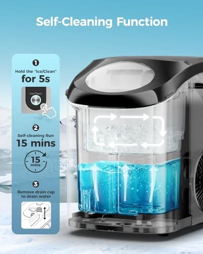 Ice Makers Countertop Nugget Ice Cubes, Portable Ice Maker, Self Cleaning Pebble Ice Machine, 33lbs/24h, Lower Noise, Small Sonic Ice Maker for Home, Kitchen, Office,Like-New 8