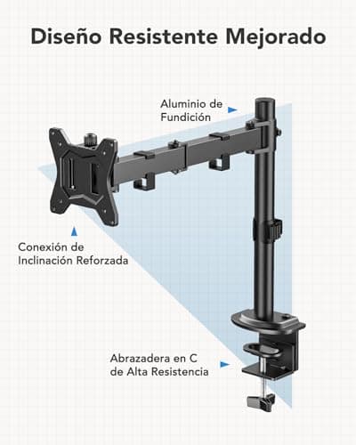 HUANUO Single Monitor Mount, Monitor Arm for 13”-32” Monitors up to 17.6 lbs, Adjustable Stand with 16” Max Height, Desk Mount with C-Clamp and Grommet Base, VESA 75x75mm or 100x100mm 6