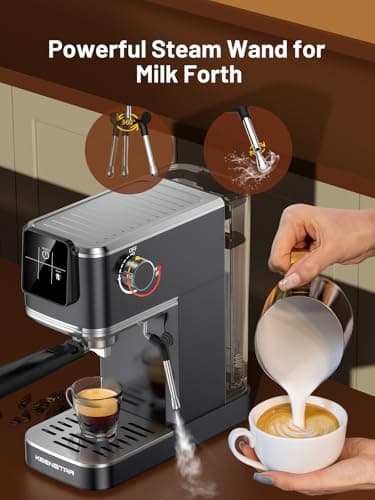 KEENSTAR 20Bar Espresso Machine with Rapid Cold Brew, Hot & Iced Coffee Machine, Espresso Maker with Milk Frother Steam Wand, Touch Screen with 40oz Water Tank for Latte, Cappuccino, Gift 6