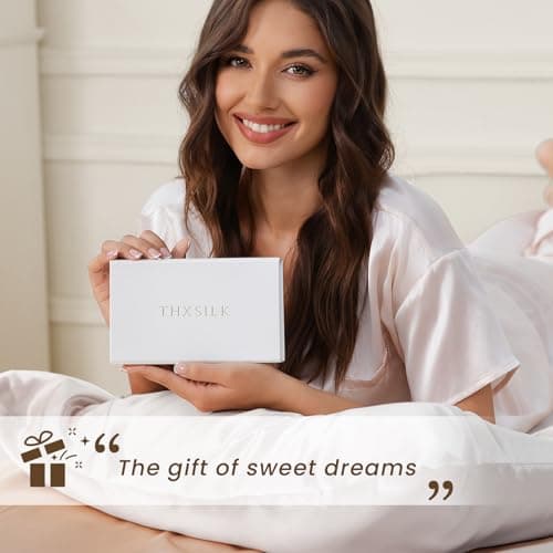 THXSILK 100% Pure Mulberry Silk Pillowcase for Hair and Skin, 25 Momme 6A+ Grade Pure Silk Pillow Case Standard Size, Real Silk Pillowcase with Concealed Zipper(White, Standard) 7