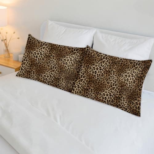 Fashion Leopard Cheetah Satin Silk Pillowcase for Hair and Skin Pillow Cases Standard Size Soft Silk Pillow Case with Envelope Closure Print Leopard Satin Cooling Pillow Covers (20x26 in) 1 Pack 6