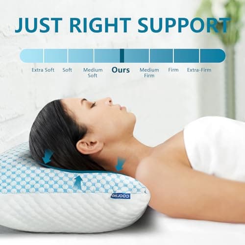 KELTARO Firm Shredded Memory Foam Pillows Queen Size Set of 2 Pack, Adjustable Cooling Bed Pillow for Side Back Sleepers with Washable Removable Cover 6