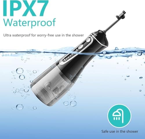 Water Flosser,Water Dental Flosser Pick for Teeth,Grinest 7 Modes Rechargeable Cordless Oral Irrigator Portable IPX7 Waterproof Tooth flossers for Home Travel-Black 7