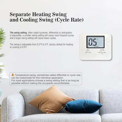 Heagstat Non-Programmable Thermostats for Home Conventional Single-Stage Systems, up to 1 Heat/ 1 Cool (with White Backlight) 7