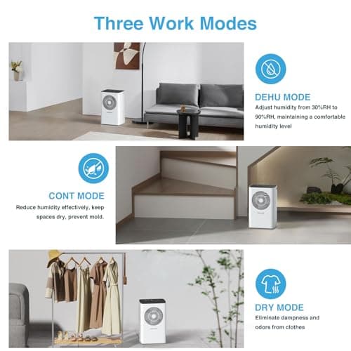 Dehumidifier for Basement - 2500 Sq. Ft 30 Pint Dehumidifier with Drain Hose for Home Large Room Bathroom Bedroom - Smart Humidity Control, 24H Timer, Auto Manual Drain, 3 Modes 5