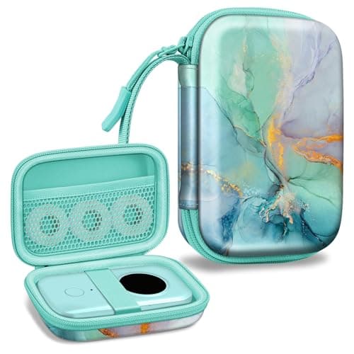 Fintie Label Maker Case Compatible with Phomemo D30 D35, NELKO P21, SUPVAN E10, NIIMBOT D11 D110, JADENS D110, ORGSTA S001 - Portable Shockproof Hard Shell Label Printer Carrying Cover, Emerald Marble