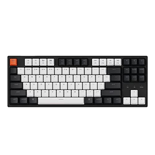 Keychron C1 87 Keys Wired Mechanical Keyboard for Mac Windows, 80% Layout Tenkeyless Gateron G Pro Red Switch White LED Backlit Double-Shot ABS Keycaps, USB-C Gaming Keyboard for Gamer/Typists/Office