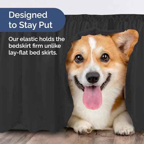 Wrap Around Dust Ruffle Bed Skirt - Black - for Queen Size Beds with 12 Inch Drop - Easy Fit Elastic Strap - Adjustable Pleated Bedskirt w/Brushed Fabric - Wrinkle Free - for Women, Men, Kids & Teens 7