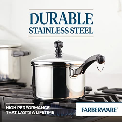 Farberware Classic Stainless Steel 2-Quart Mirror Satin Covered Saucepan, Silver 6