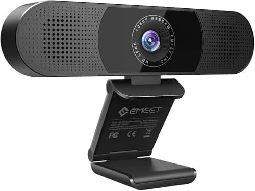 EMEET C980 PRO 3-in-1 1080P Webcam with Microphone and Speaker, 60°-98° Wide Angle Webcam w/ 4 Noise Cancel Mics, 2 Speakers, Auto Low Light Correction W/Cover, USB Camera for Online Conference/Class