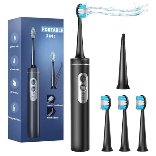SHUBIGGE Electric Toothbrush with Water Flosser, 3 in 1 Electric Toothbrush with 4 Modes, Toothbrush and Water Flosser Combo for Adults, Water Flosser Portable for Travel and Home