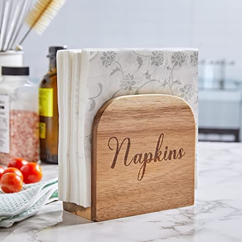 Napkin Holder for Table, ALELION Acacia Wooden Napkin Holders for Kitchen, Napkin Holder for Kitchen Dining Room Table Decor, Upright Wood Napkin Dispenser for Indoor & Outdoor Use 7