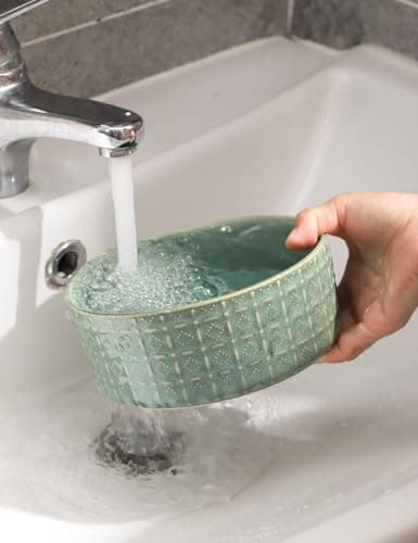 Seyatoo Ceramic Dog Bowl, 6.5 inch Pet Dog Food Bowl Water Bowls, Dogs Dish for Middle and Small Dogs, Puppy, Green 5